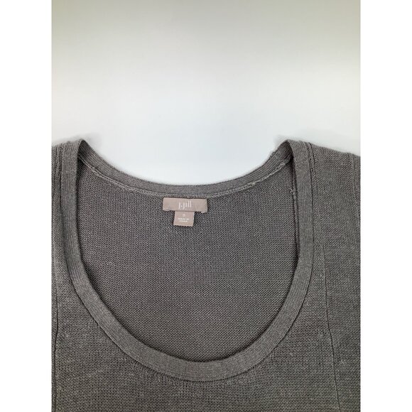 J. Jill Small Gray Short Sleeve Ribbed Hem Knit Dress Oversized Linen Maxi - Picture 7 of 9